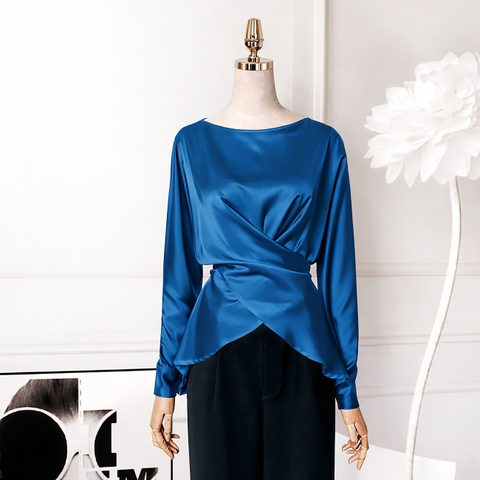 Áo Lụa Mentosa Drape Chéo Tà 3 Màu-ALMTS131025L1