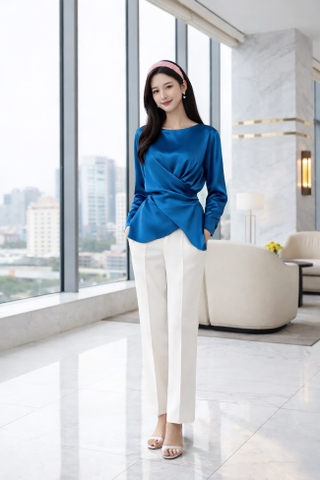 Áo Lụa Mentosa Drape Chéo Tà 3 Màu-ALMTS131025L1