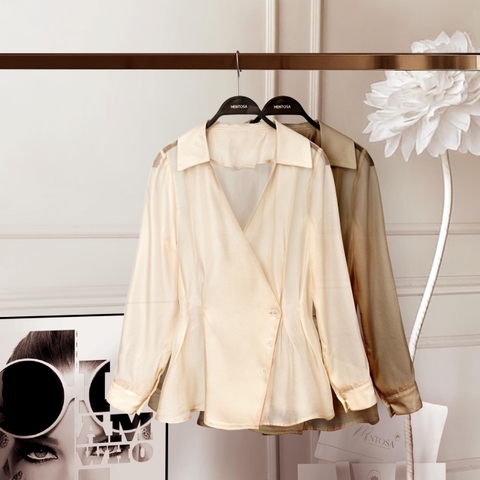 Áo Sơ Mi Mentosa Xếp Ly Bất Đối Xứng 3 Màu-AVMTS171025L1