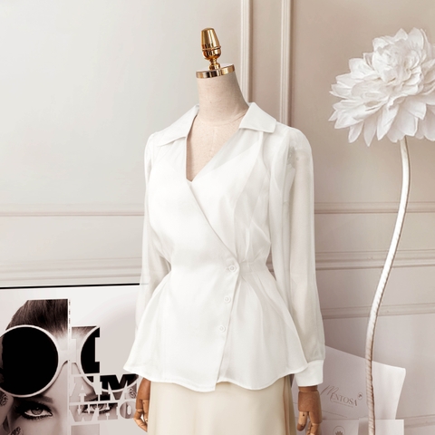 Áo Sơ Mi Mentosa Xếp Ly Bất Đối Xứng 3 Màu-AVMTS171025L1