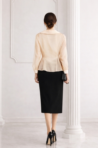 Áo Sơ Mi Mentosa Xếp Ly Bất Đối Xứng 3 Màu-AVMTS171025L1