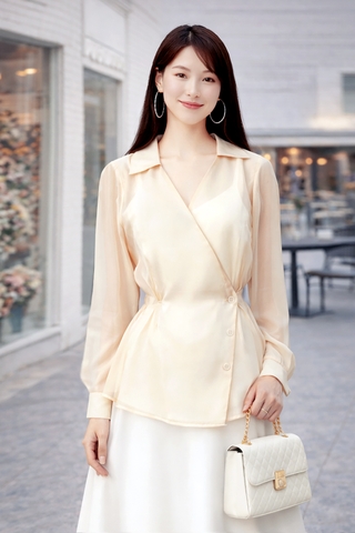 Áo Sơ Mi Mentosa Xếp Ly Bất Đối Xứng 3 Màu-AVMTS171025L1