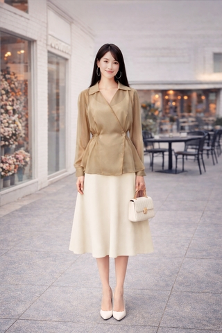 Áo Sơ Mi Mentosa Xếp Ly Bất Đối Xứng 3 Màu-AVMTS171025L1