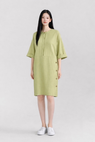 Đầm Mentosa Suông Nút Sườn 2 Màu-DSMTS050925L1