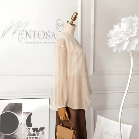 Áo Tơ Mentosa Giao Vạt Tay Phồng 2 Màu-ATMTS071025L1