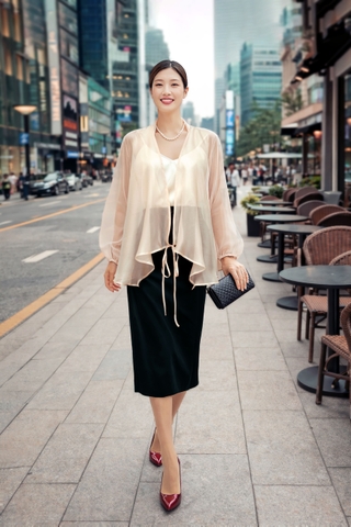 Áo Tơ Mentosa Giao Vạt Tay Phồng 2 Màu-ATMTS071025L1