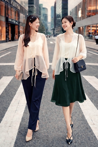 Áo Tơ Mentosa Giao Vạt Tay Phồng 2 Màu-ATMTS071025L1