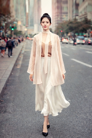 Áo Mentosa Organza Thắt Nơ Eo 2 Màu-ATMTS131025L1