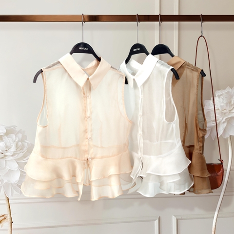 Áo Mentosa cổ Đức phối bèo 3 màu-AKMTS011025B1