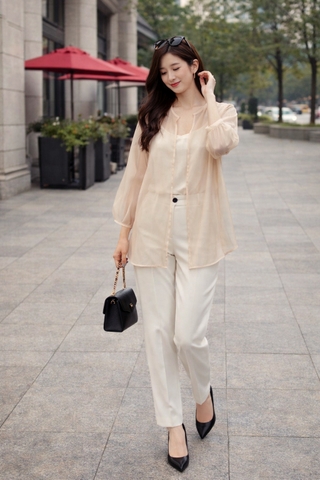 Áo Voan Mentosa Tay Phồng 2 Màu-AKMTS220925L1