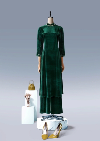 Áo Dài Mentosa Nhung Ngọc Trai-MTS211122402