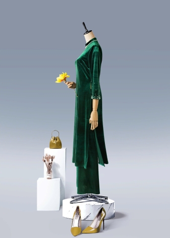 Áo Dài Mentosa Nhung Ngọc Trai-MTS211122402