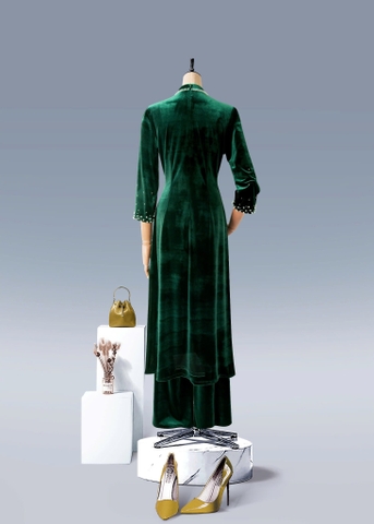 Áo Dài Mentosa Nhung Ngọc Trai-MTS211122402