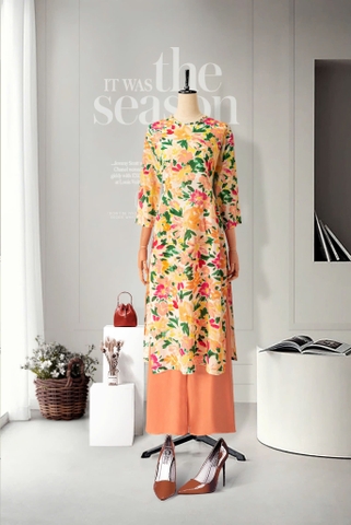 Áo Dài Mentosa Tơ Hoa-MTS321122401