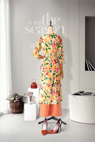 Áo Dài Mentosa Tơ Hoa-MTS321122401