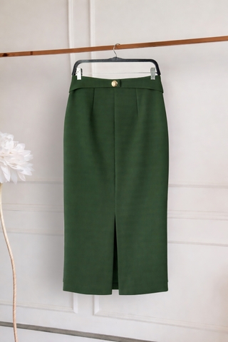 Chân Váy Katosa Xẻ Tà Phối Nút 1 Màu-KTS2300104V