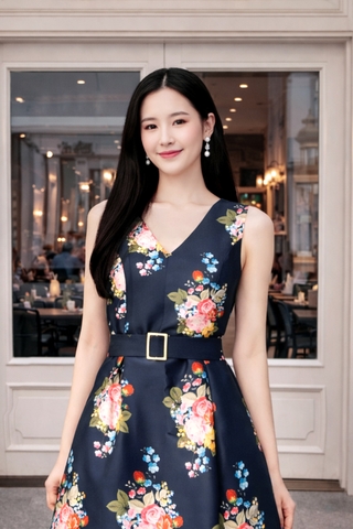 Đầm Katosa Cổ Tim SN Đai Eo-KTS221911