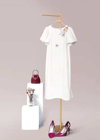 Đầm Katosa Linen Tay Phồng Thêu Chuồn Chuồn-KTS32202242