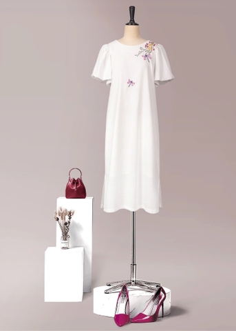 Đầm Katosa Linen Tay Phồng Thêu Chuồn Chuồn-KTS32202242