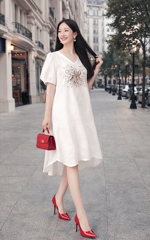 Đầm Katosa Linen Thêu-KTS32202241
