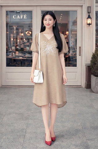 Đầm Katosa Linen Thêu-KTS32202241