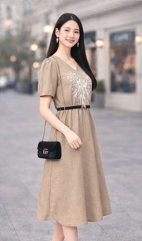 Đầm Katosa Linen Thêu-KTS32202241