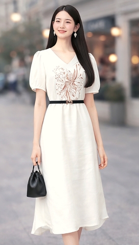 Đầm Katosa Linen Thêu-KTS32202241