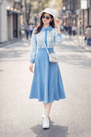 Đầm Katosa Tay Dài Dáng Xòe-KTS222712