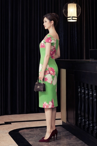 Đầm Katosa Trễ Vai In Họa Tiết 2 Màu-KTS3D121223