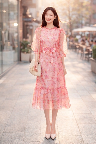 Đầm Katosa Tơ Hoa Tay Lỡ-KTS3060124