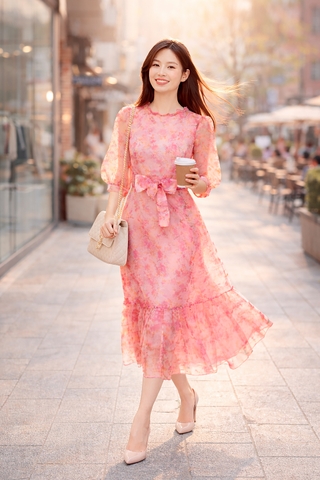 Đầm Katosa Tơ Hoa Tay Lỡ-KTS3060124