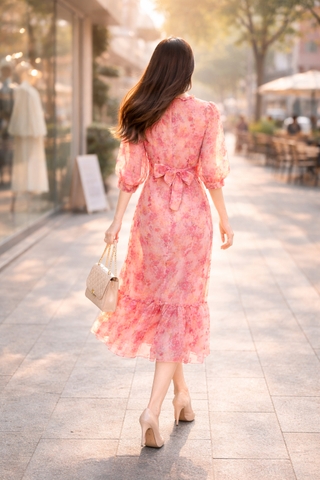 Đầm Katosa Tơ Hoa Tay Lỡ-KTS3060124