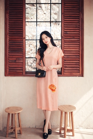 Đầm Katosa Suông Thêu Mẫu Đơn-KTS2030425