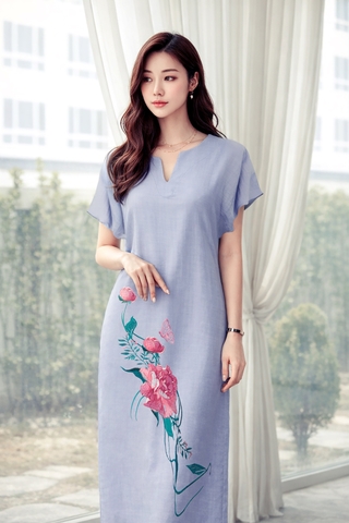 Đầm Katosa Thêu Mẫu Đơn Cổ Y-KTS20403252