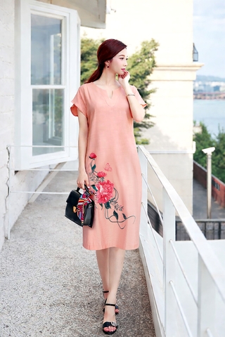 Đầm Katosa Thêu Mẫu Đơn Cổ Y-KTS20403252