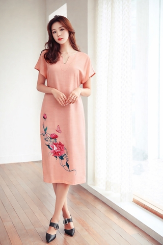 Đầm Katosa Thêu Mẫu Đơn Cổ Y-KTS20403252