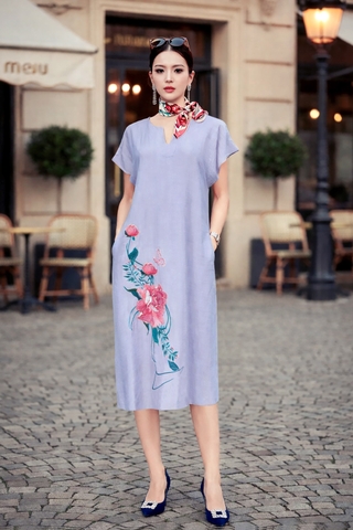 Đầm Katosa Thêu Mẫu Đơn Cổ Y-KTS20403252