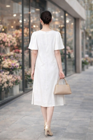 Đầm Katosa Linen Tay Phồng Thêu Chuồn Chuồn-KTS32202242
