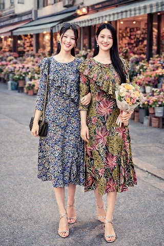 Đầm Mentosa Hoa Phối Bèo 2 Màu-DMTS030925L1