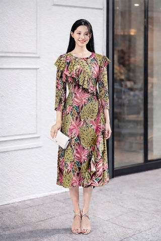 Đầm Mentosa Hoa Phối Bèo 2 Màu-DMTS030925L1