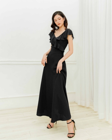 Đầm Mentosa Form Dài Cổ Tim Phối Voan - K1AV1120220