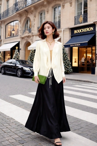 Áo Lụa Grape Nữ Tính Mentosa 2 Màu-AMTS081225L1