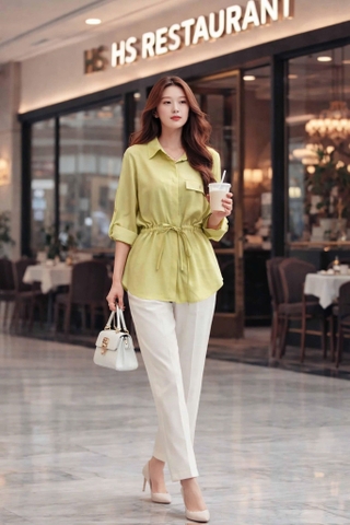 Áo Mentosa Sơ Mi Rút Eo 2 Màu-AMTS070925S1