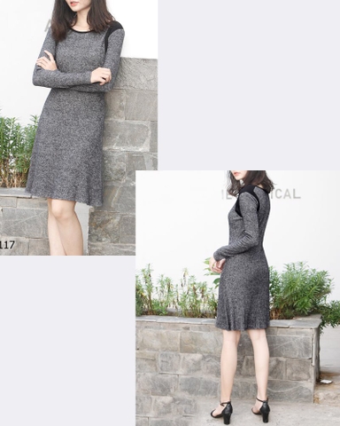 Đầm Gap Thun Tay Dài  -R1110031117
