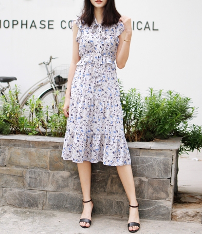 Đầm Maxxi Warehouse Tay Con Xòe Thắt Dây Nơ -R1808080918