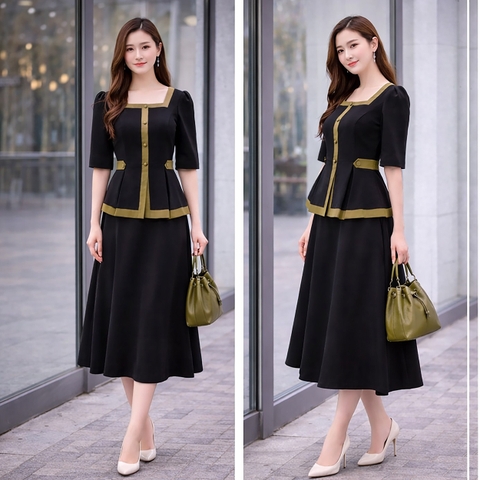 Set Katosa Cổ Vuông Phối Màu-KTS32307240