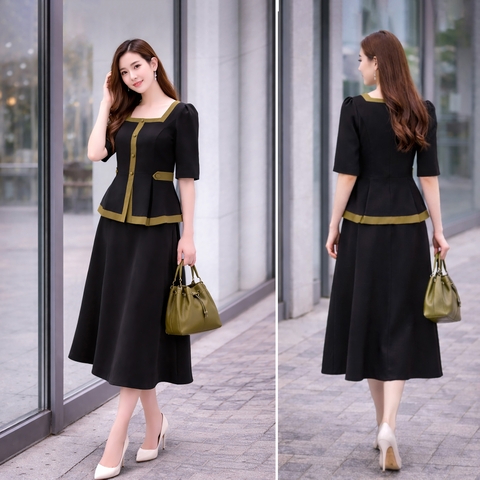 Set Katosa Cổ Vuông Phối Màu-KTS32307240