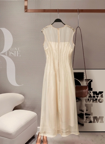 Set Đầm Tơ Xếp Ly Mentosa-DMTS241025L1