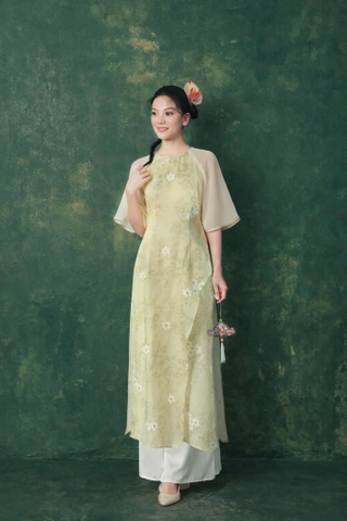 Set Áo Dài Tơ Hoa 3 Tà Mentosa-ADMTS040226L1