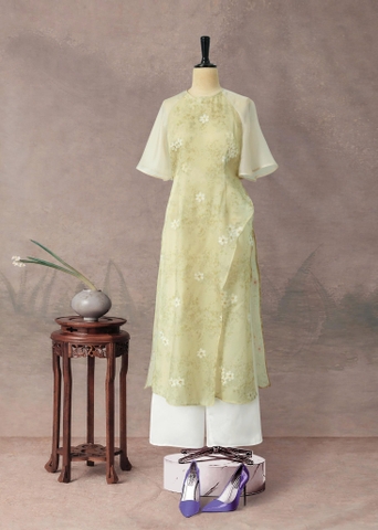 Set Áo Dài Tơ Hoa 3 Tà Mentosa-ADMTS040226L1